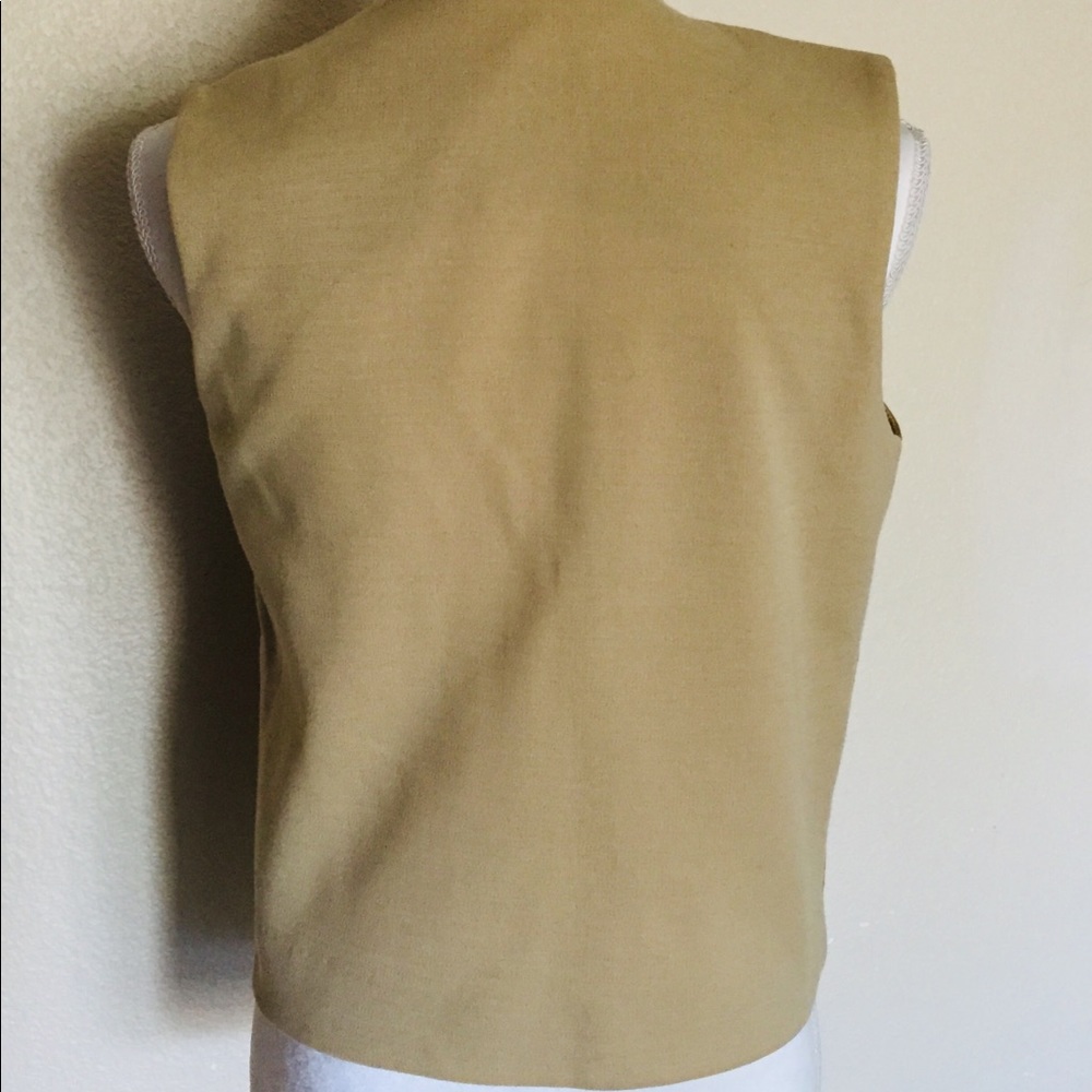 Hippy 70’s Vintage Tan Leather Diamond Sewn Vest - Picture 7 of 8